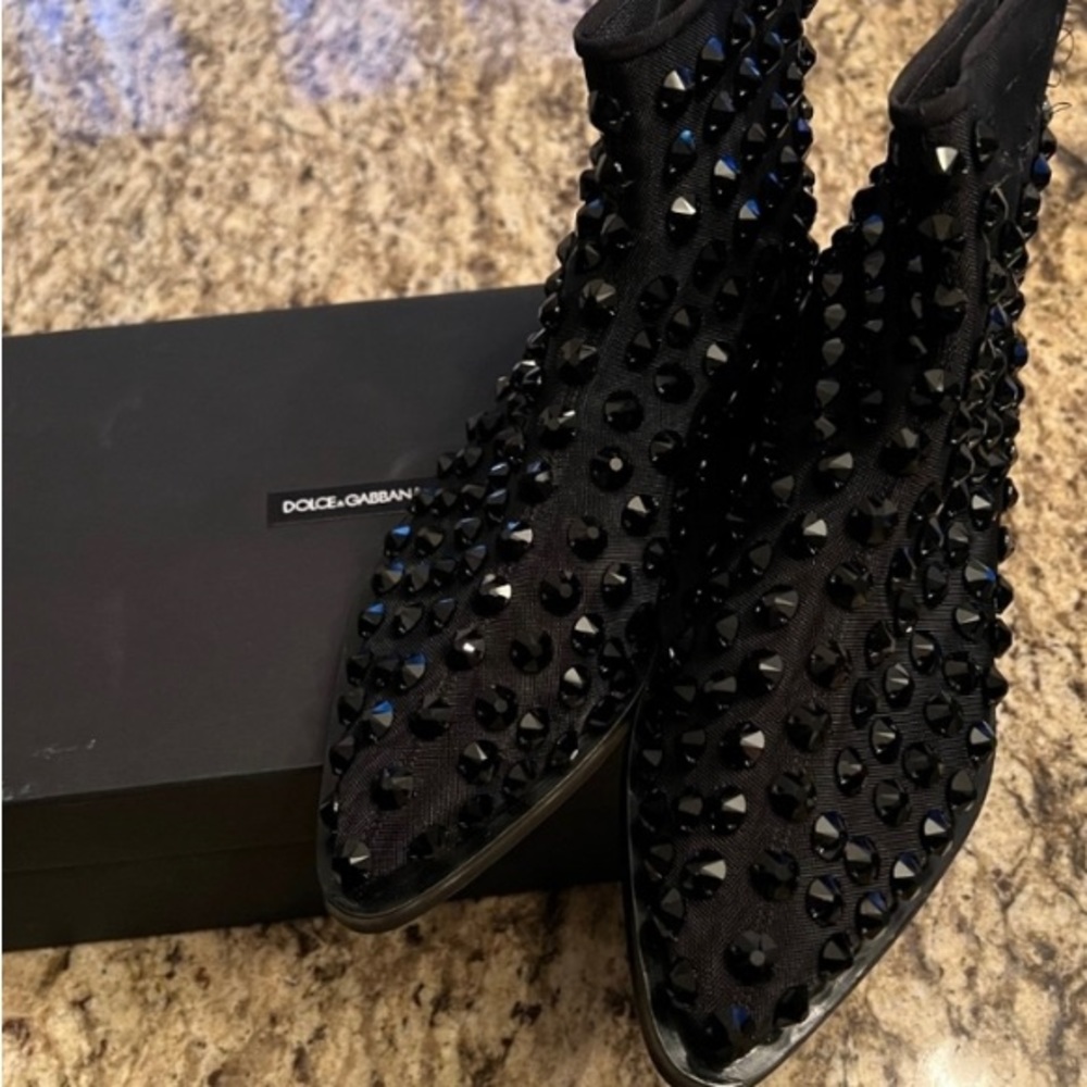 New Dolce and Gabbana black gem boots